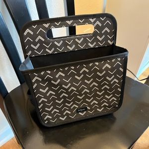 Black & white divided organizing tote